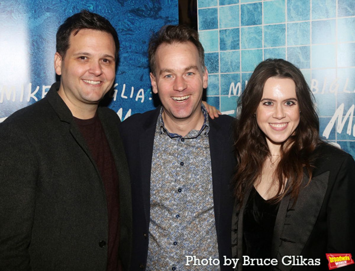 Derek DelGaudio, Mike Birbiglia and Vanessa Lauren at 