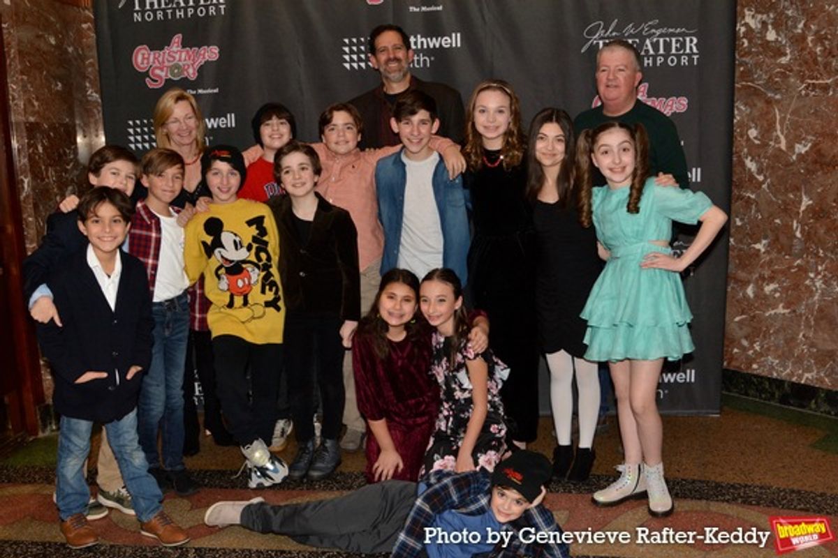 Richard Dolce, Kevin J. O'Neill with the children of the cast that includes-Finn Brown, Jordan Coates, Jake Cooney, Jackson Parker Gill, Sofia Jarmel, Kayla Kennedy, Max Lamberg, Quinn Oliver Lessing, Kaian Lilian, Paige Mathers, Liam Polani, Avery Sell, Raquel Sciacca and Luca Silve at 
