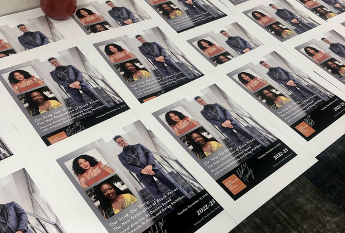 Autographs of musicians Amyr Joyner, Messiah Ahmed, Damien Sneed, Amanda Lynn Bottoms, Raven McMillon, Thapelo Masita, and Edward W. Hardy. at 