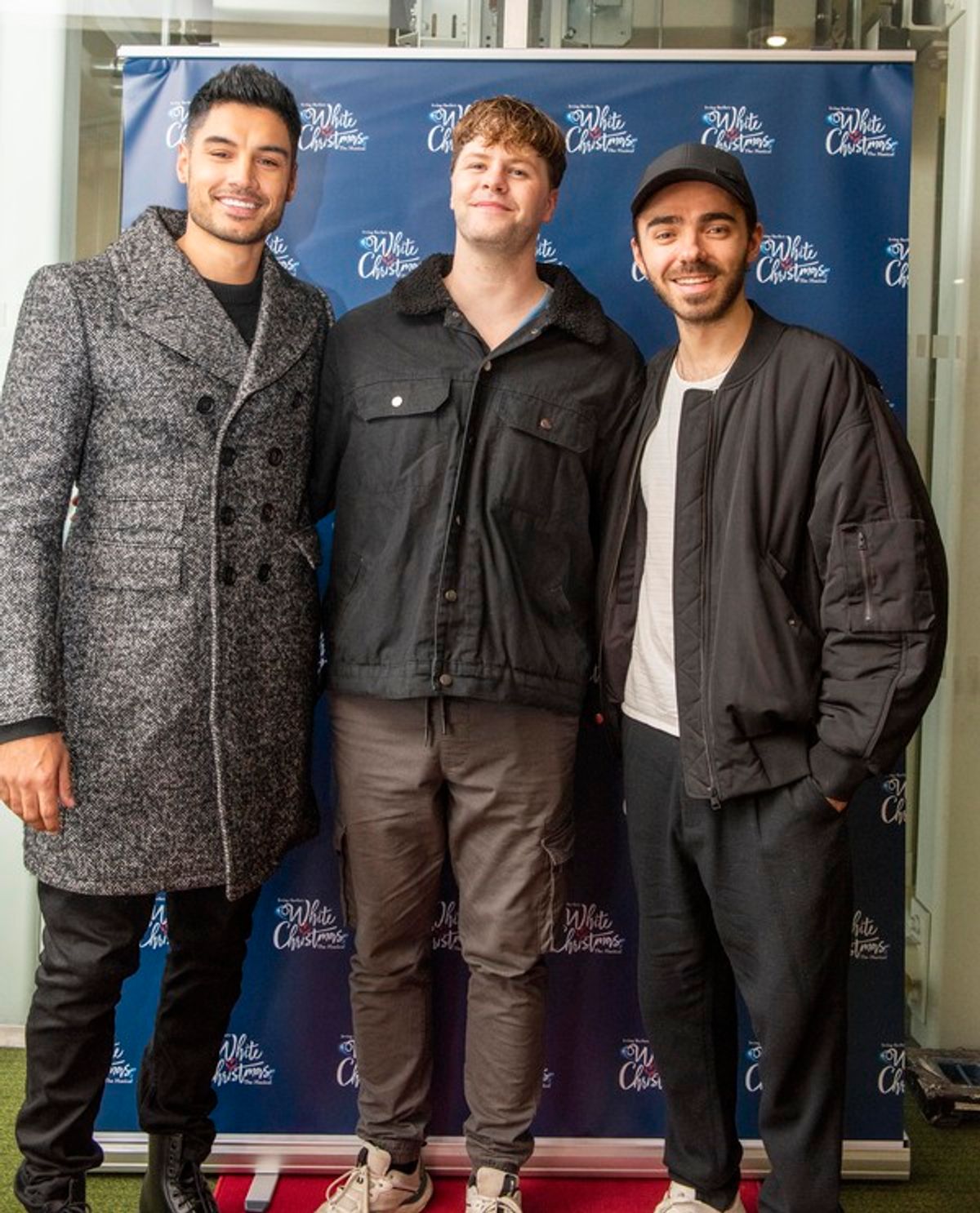 Siva Kaneswaran and Nathan Sykes with Jay McGuiness at 
