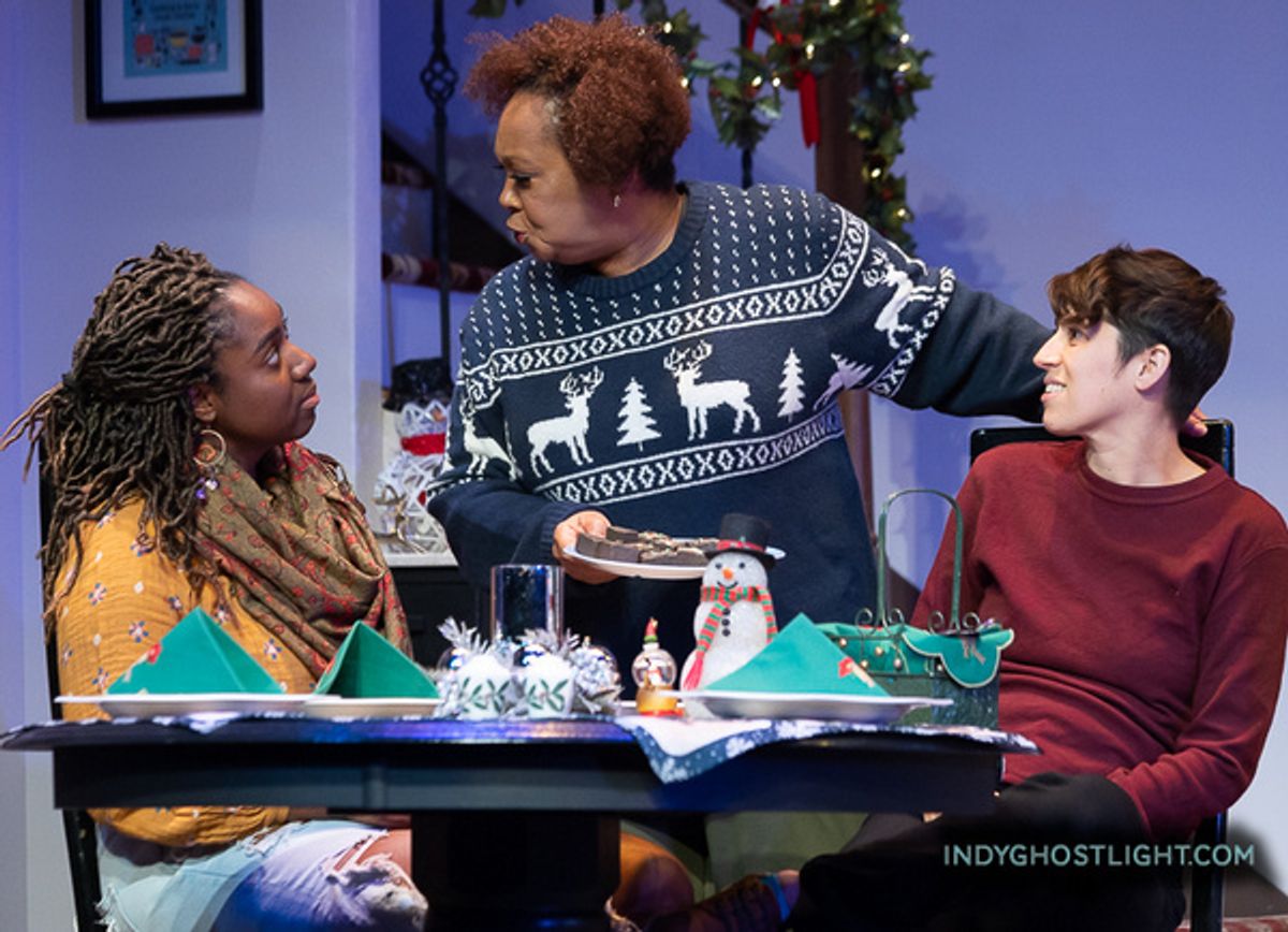 The Rise and Fall of Holly Fudge by Trista Baldwin. Jaddy Ciucci as Jordan, Terra McFarland as Holly, Milicent Wright* as Carol. Photo by Indy Ghost Light at 