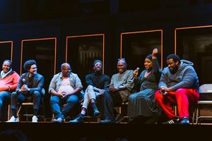 Actor John-Andrew Morrison; Trevor Noah; A Strange Loop Playwright, Composer & Lyricist Michael R. Jackson; A Strange Loop Choreographer Raja Feather Kelly; actors James Jackson, Jr. and L Morgan Lee @ BroadwayWorld Actor John-Andrew Morrison; Trevor Noah; A Strange Loop Playwright, Composer & Lyrici Photo