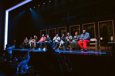 Audience members show their enthusiasm for A Strange Loop actor Jaquel Spivey (right) Photo