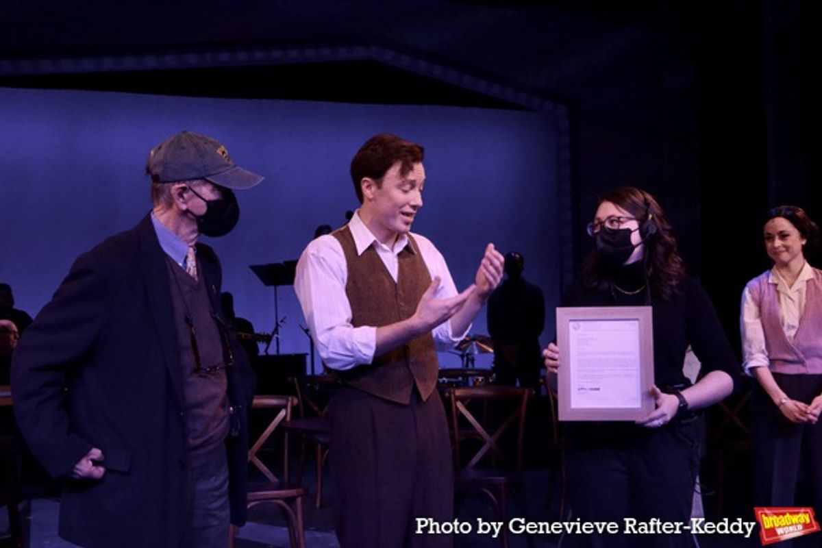 Cory Lingner presents Hoagy 'Bix' Carmichael with a proclamation from the State of Indiana at 