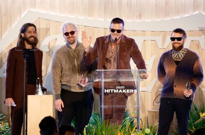 Wayne Sermon, Daniel Platzman, Dan Reynolds, and Ben McKee of Imagine Dragons Photo