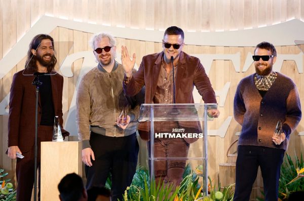 Wayne Sermon, Daniel Platzman, Dan Reynolds, and Ben McKee of Imagine Dragons Photo