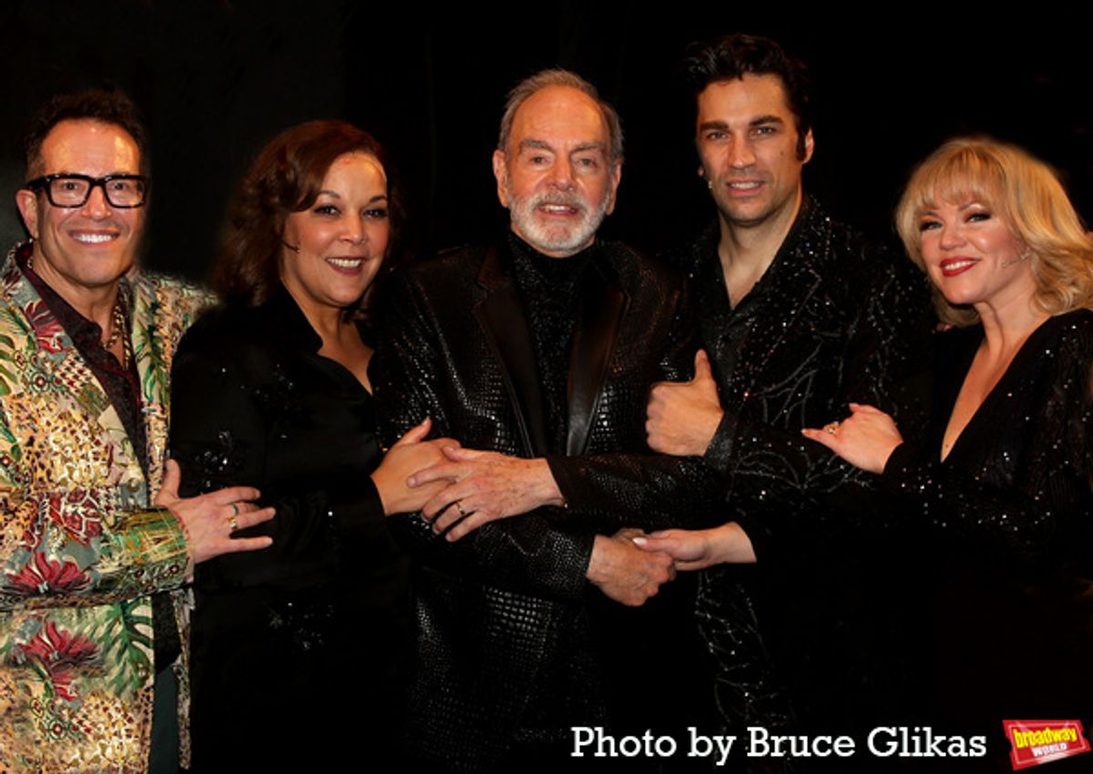 Director Michael Mayer, Linda Powell, Neil Diamond, Will Swenson and Robyn Hurder  at 