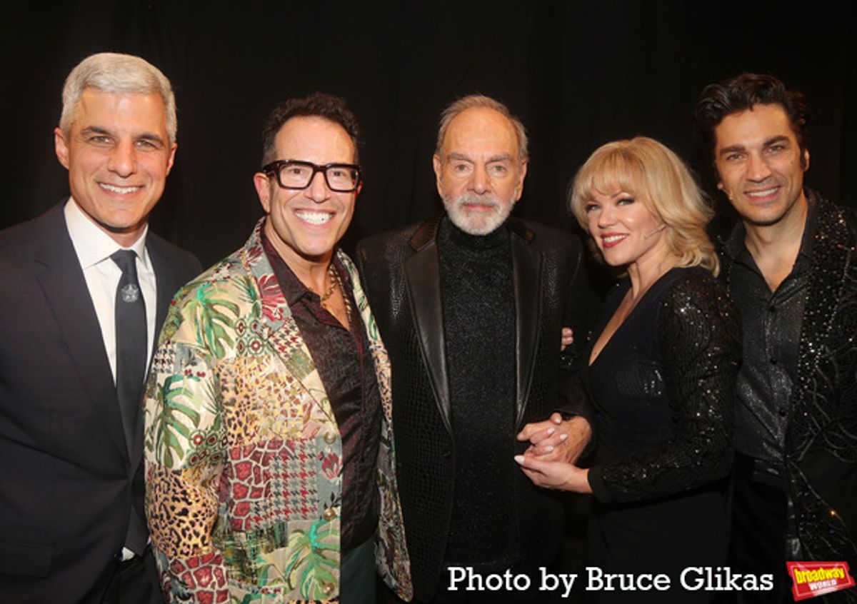 Producer Ken Davenport, Director Michael Mayer, Neil Diamond, Robyn Hurder and Will Swenson  at 