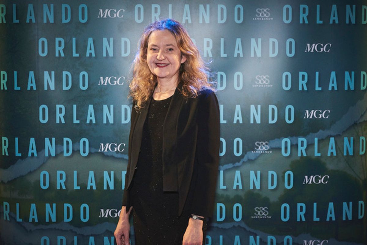 Lucy Briers on stage after the opening night of Orlando at the Garrick Theatre, London. 05.12.2022 at 