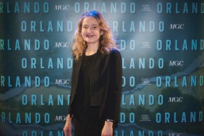 Lucy Briers on stage after the opening night of Orlando at the Garrick Theatre, Londo Photo