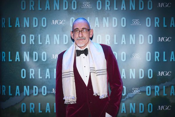 Neil Bartlett on stage after the opening night of Orlando at the Garrick Theatre, Lon Photo