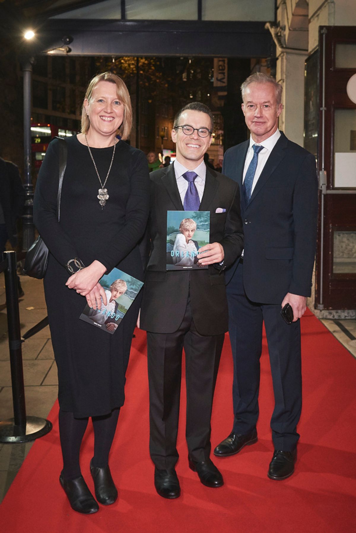 Michael Shulman, Nick Frankfort and guest attending the opening night of Orlando at the Garrick Theatre, London. 05.12.2022 at 