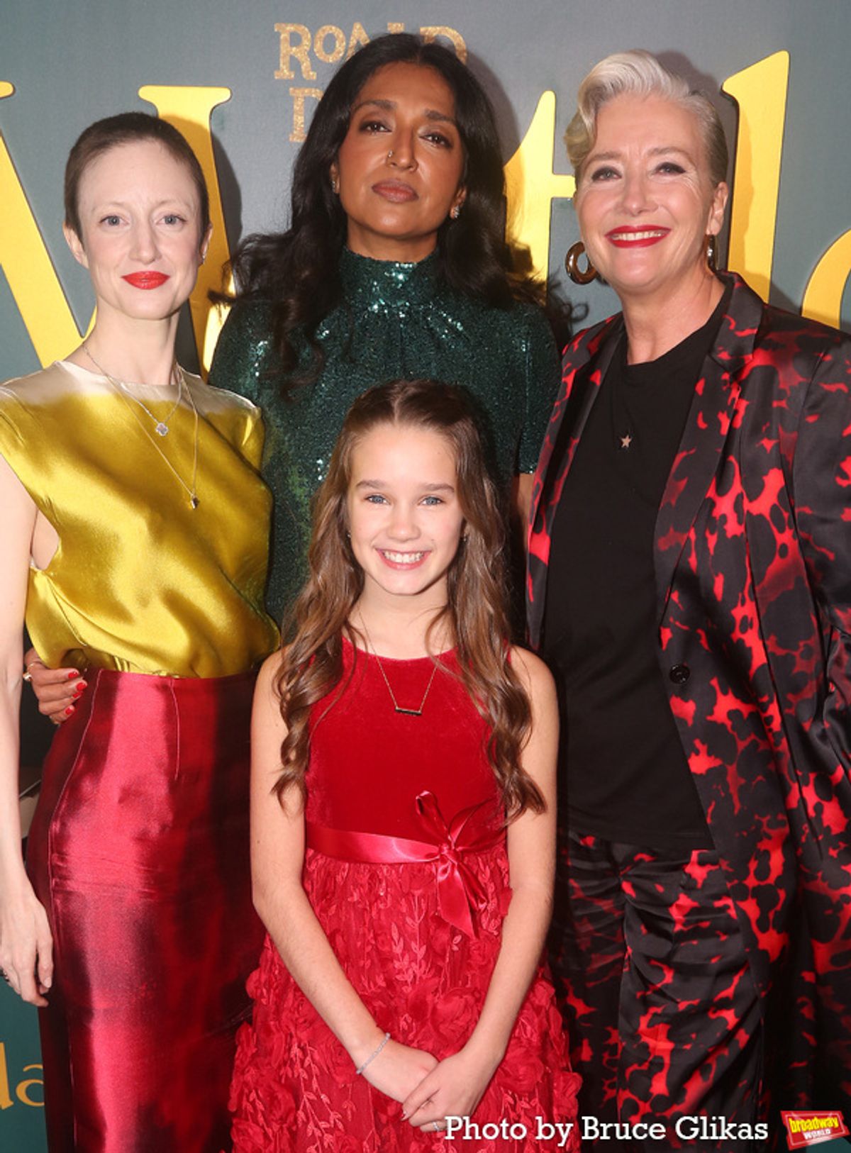 Andrea Riseborough, Alisha Weir, Sindhu Vee and Emma Thompson at 