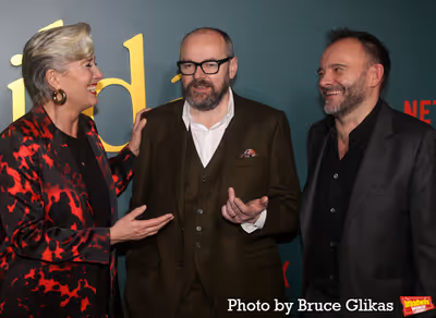 Emma Thompson, Dennis Kelly and Matthew Warchus Photo