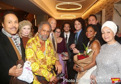Audra McDonald and Lizan Mitchell pose with Adrienne Kennedy's Family Photo