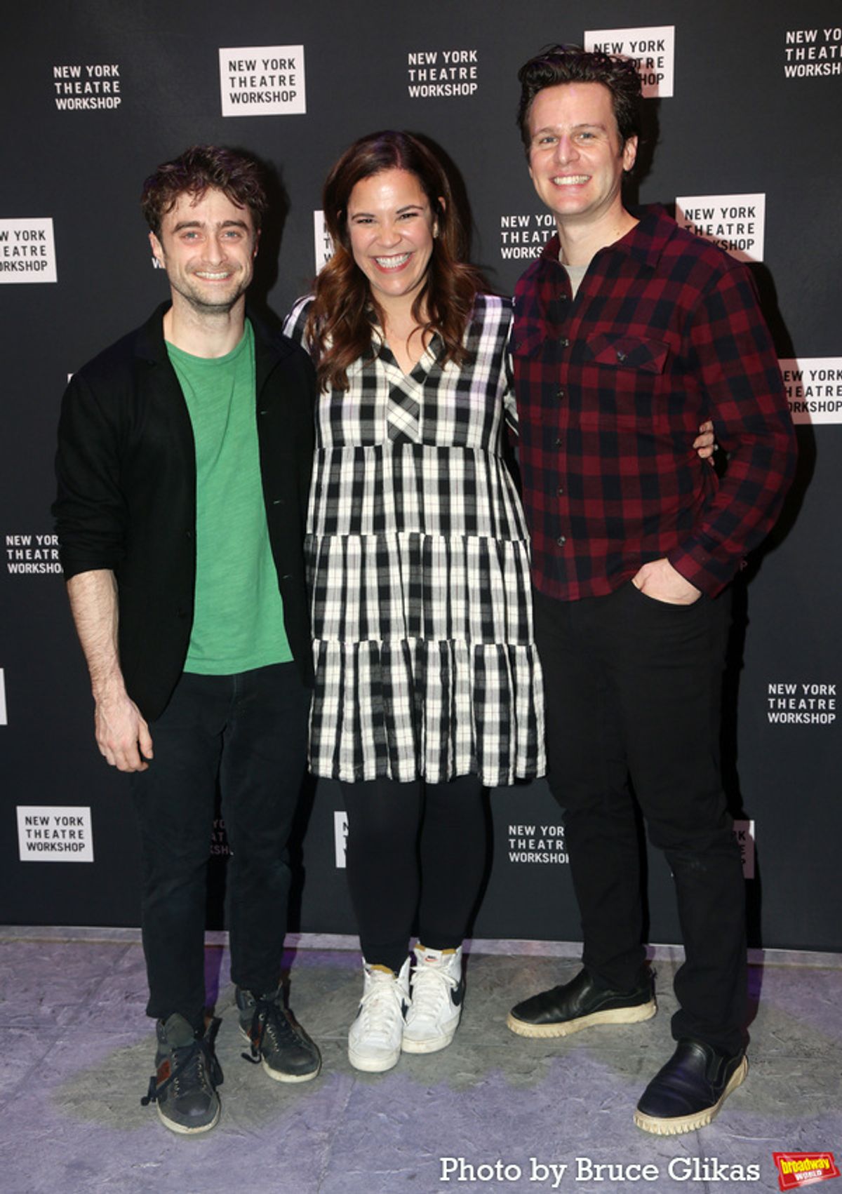 Daniel Radcliffe, Lindsay Mendez and Jonathan Groff at 