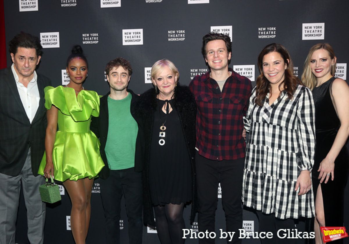 Reg Rogers, Krystal Joy Brown, Daniel Radcliffe, Director Maria Friedman, Lindsay Mendez, Jonathan Groff and Katie Rose Clarke at 