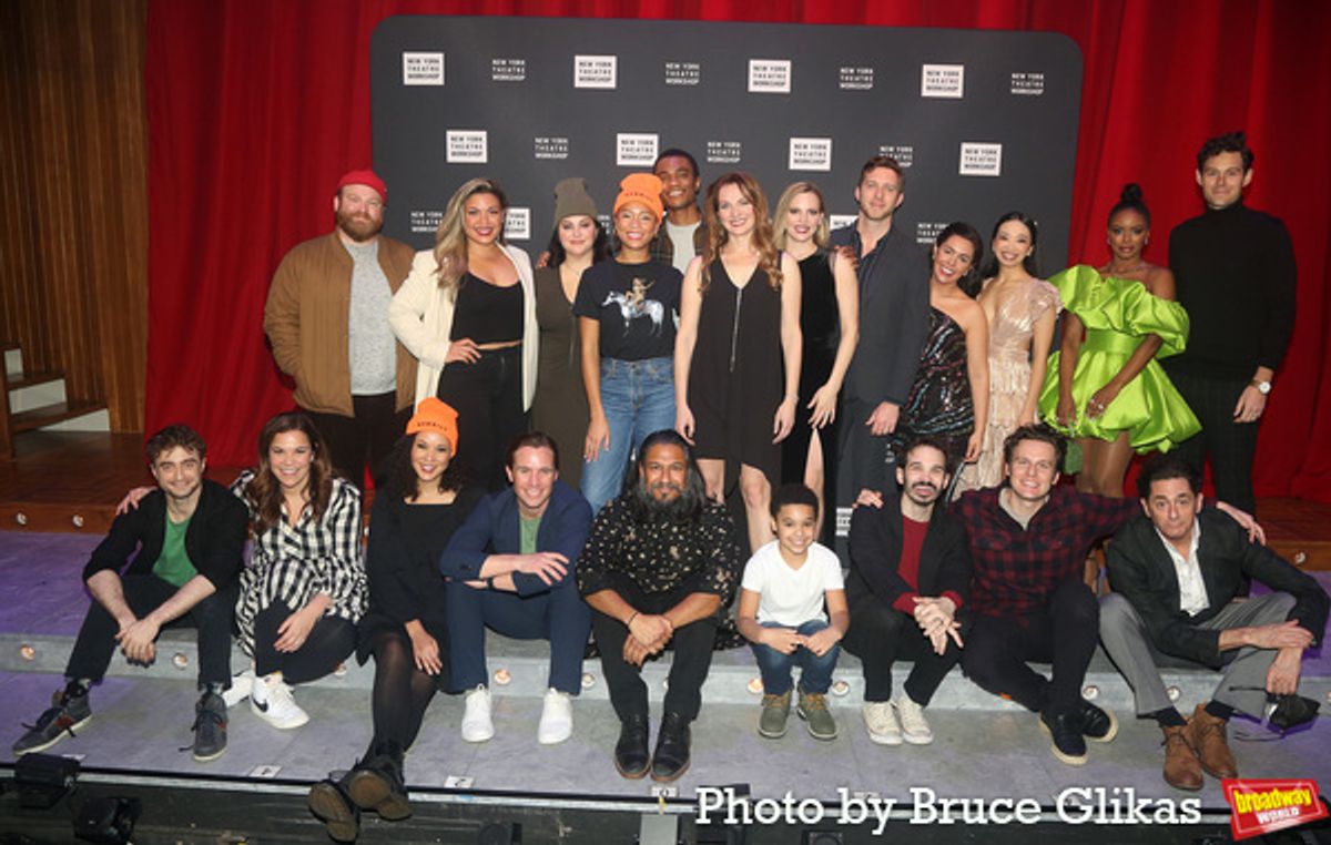 Top Row: Jacob Keith Watson, Jamila Sabares-Klemm, Sherz Aletaha, Talia Robinson, Christian Strange, Amanda Rose, Corey Mach, Morgan Kirner, Leana Rae Concepcion, Krystal Joy Brown, Evan Alexander Smith

Bottom Row: Daniel Radcliffe, Lindsay Mendez, Natalie Wachen, Brian Sears, Vishal Vaidya, Carter Harris, Koray Tarhan, Jonathan Groff and Reg Rogers at 