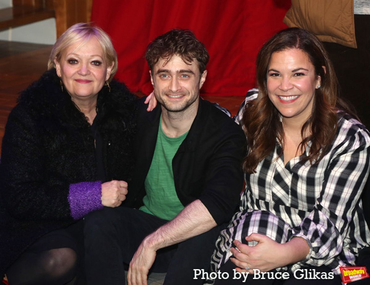 Director Maria Friedman, Daniel Radcliffe and Lindsay Mendez at 