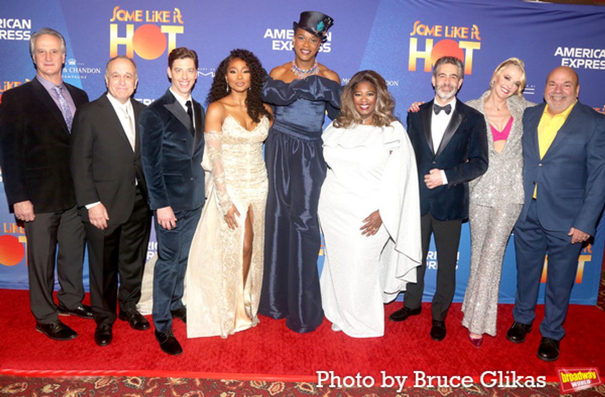 Mark Lotito, Adam Heller, Christian Borle, Adrianna Hicks, J. Harrison Ghee, Natasha Yvette Williams, Kevin Del Aguila, Angie Schworer and Casey Nicholaw  at 