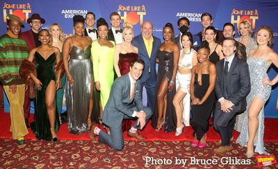 Casey Nicholaw with The Cast of "Some Like it Hot" including Jenny Hill, Amber Owens, Photo