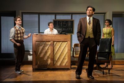 Daniel Radcliffe, Jonathan Groff, Reg Rogers and Krystal Joy Brown Photo
