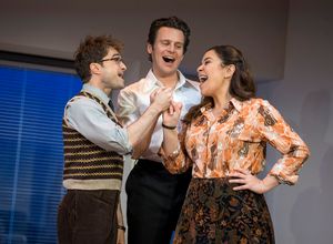Daniel Radcliffe, Jonathan Groff and Lindsay Mendez Photo