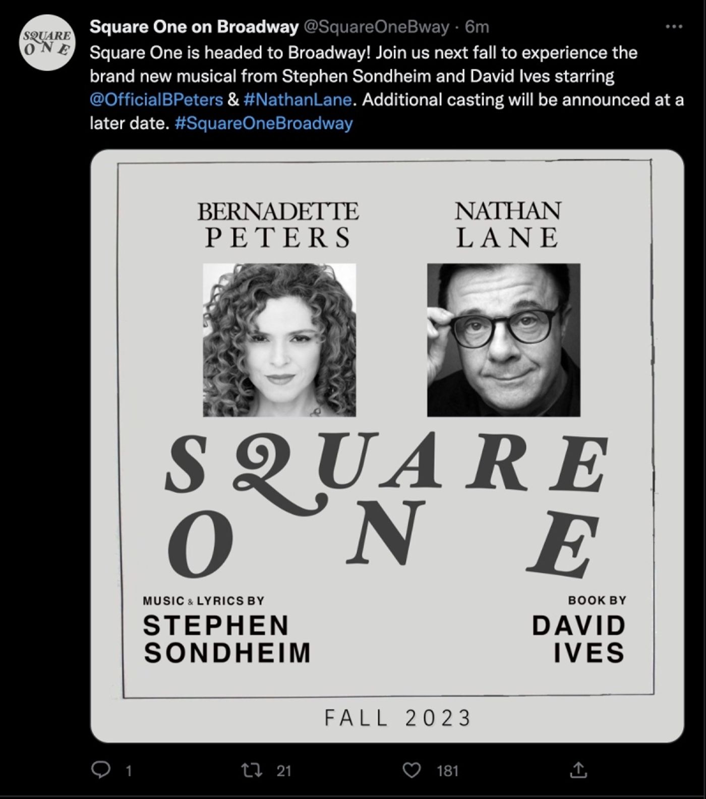 Sorry, Sondheim's SQUARE ONE is Not Coming to Broadway  Image