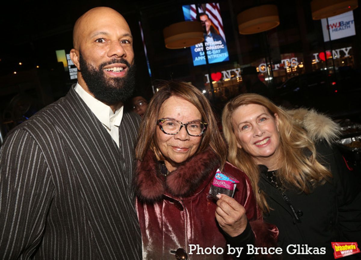 Common, Mother Dr. Mahalia Hines and Second Stage Artistic Director Carole Rothman at 