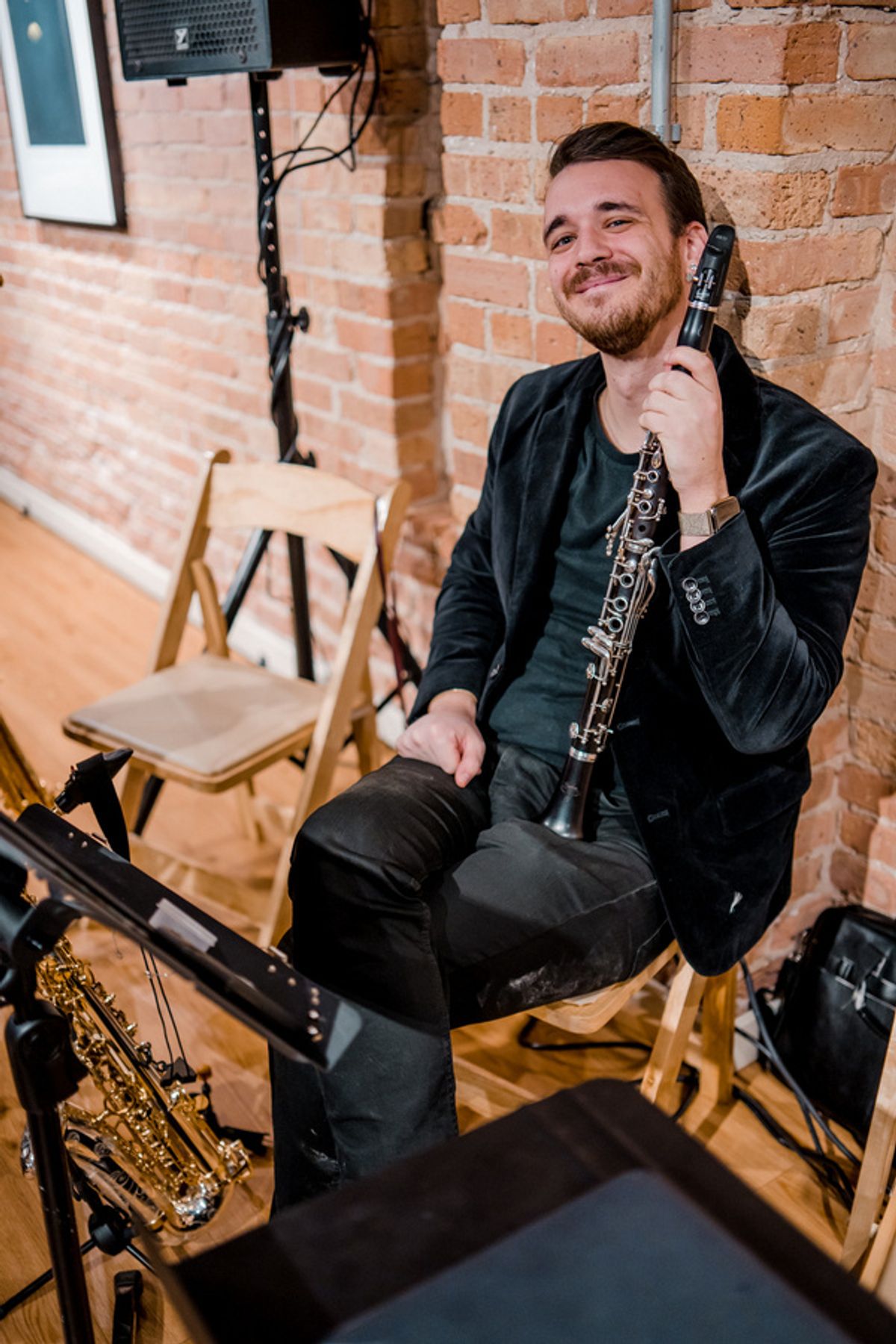 Reed specialist Matthew Beck, part of the 8-piece Jazz Band for the evening. (Photo by Elizabeth Stenholt) at 
