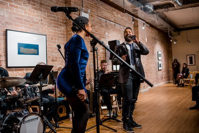 Nissi Shalome and Gabriel Mudd sing It''s All About Love by Brian McKnight. (Photo by Photo