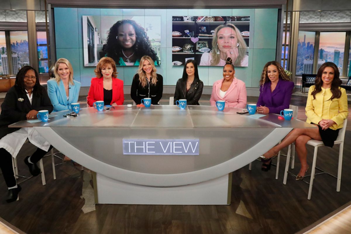 Whoopi Goldberg, Sara Haines, Joy Behar, Debbie Matenopoulos, Lisa Ling, Sherri Shepherd, Sunny Hostin, Alyssa Farah Griffin at 