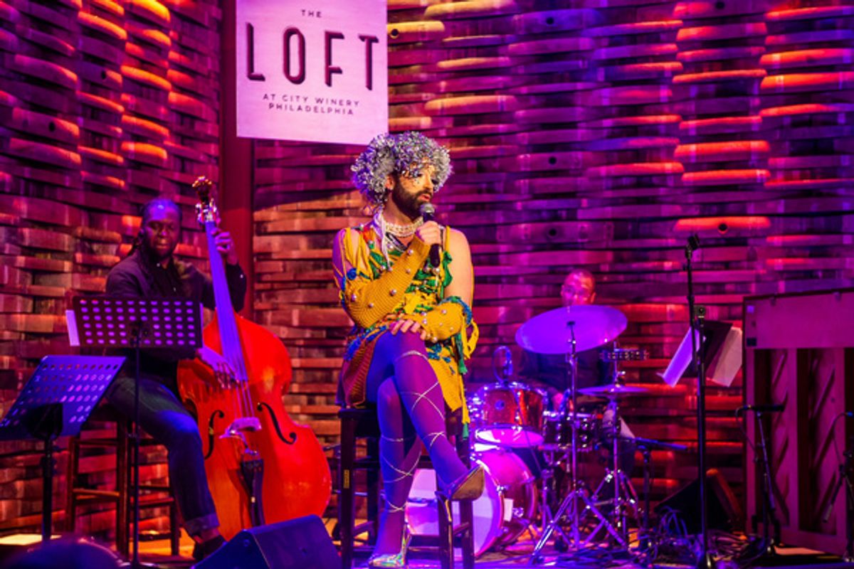 John Jarboe with bassist Jonathan Michel and drummer Jonathan Whitney  at 