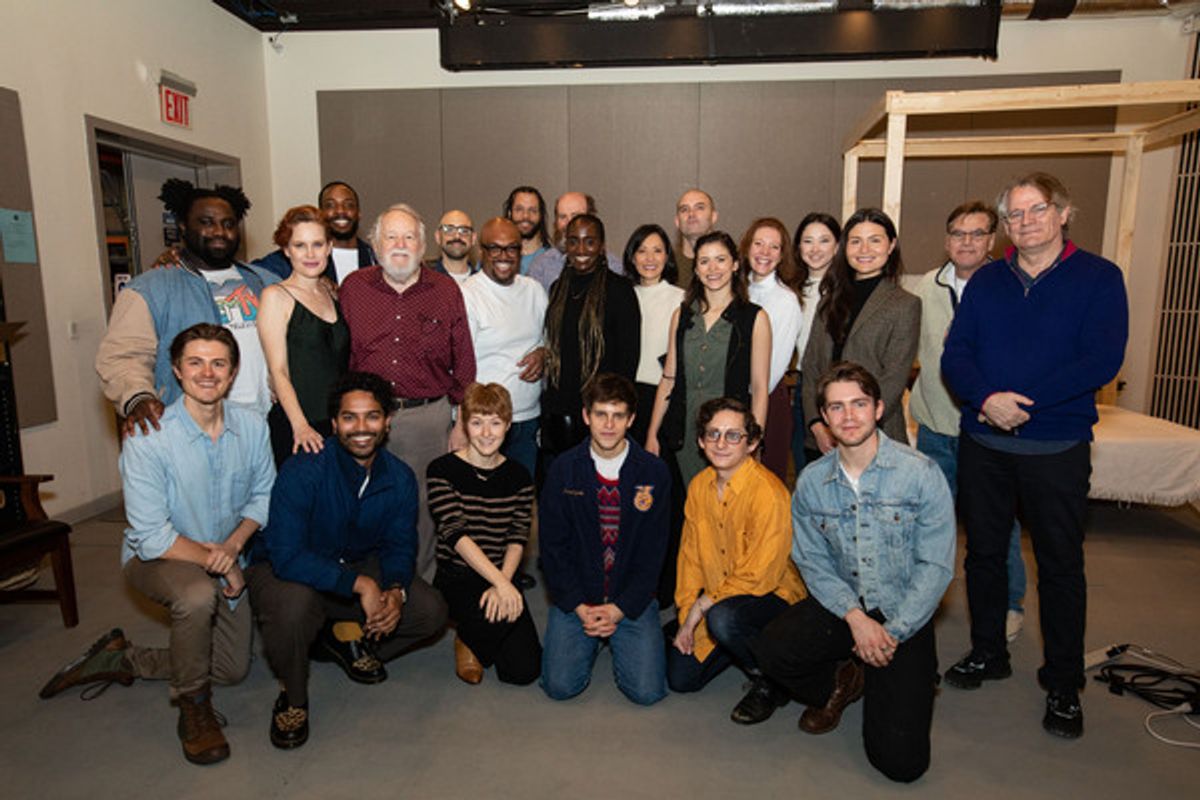 Members of the company with Bartlett Sher and Aaron Sorkin at 