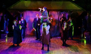 Noa Graham, Helen Laser, Kirsten Peacock. Standing on chair: Dan Krackhardt. Back Row: Dan Zimberg, Alexander Sovronsky, Michelle Lemon, Jack Theiling, Bart Shatto @ BroadwayWorld Noa Graham, Helen Laser, Kirsten Peacock. Standing on chair: Dan Krackhardt. Back Row Photo