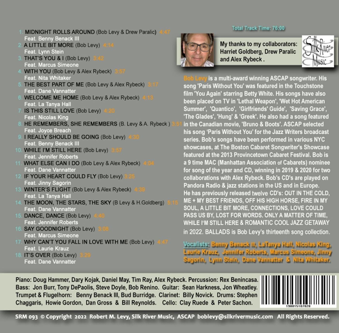 Album Review: Cabaret Song Meister Bob Levy Releases His BALLADS - Songs of Love In All Its Flavors  Image