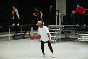 (front) Akili Ni Mali with (back, l to r) Tiffany Renee Johnson, Destini Huston and S Photo