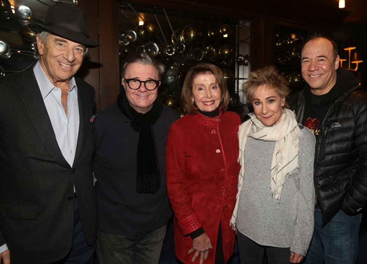 Paul Pelosi, Nathan Lane, Nancy Pelosi, Zoe Wanamaker, Danny Burstein at 