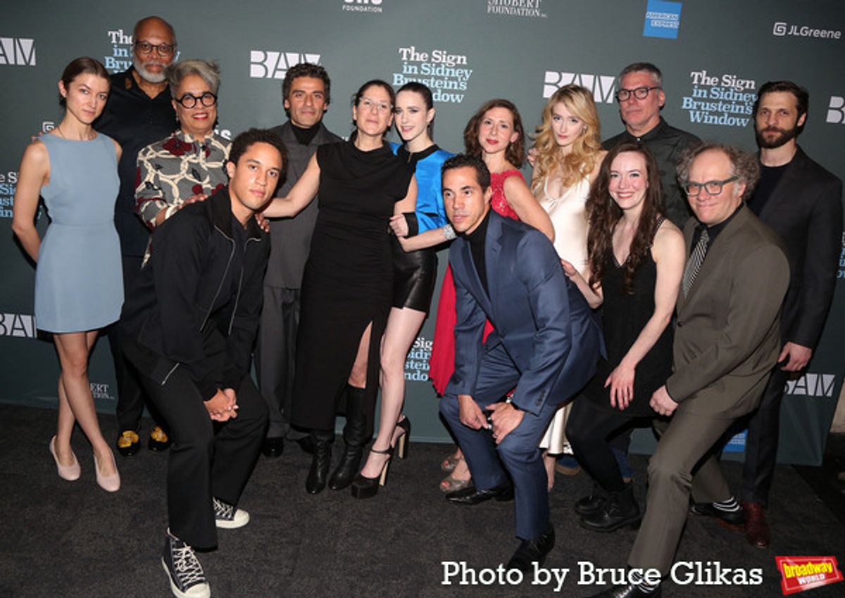 The Cast & Company of 'The Sign in Sidney Brustein's Window' including Oscar Isaac, Rachel Brosnahan, Gus Birney, Julian De Niro, Glenn Fitzgerald, Andy Grotelueschen, Miriam Silverman, Raphael Nash Thompson, Joey Auzenne, Gregory Connors, Brontë England-Nelson, Amelia Pedlow, Joi Gresham and Director Anne Kaufman  at 
