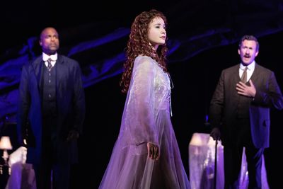 Derrick Davis,. Sierra Boggess and Aaron Lazar Photo