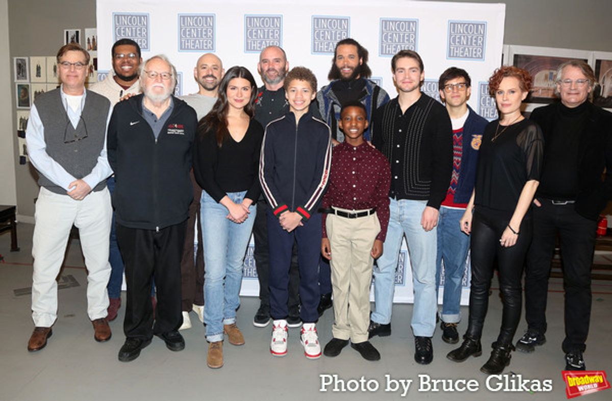 Book Writer Aaron Sorkin, Fergie Philippe, Dakin Matthews, Anthony Michael Lopez, Phillipa Soo, Danny Wolohan, Monte Greene Jordan Danica, Camden McKinnon, Andrew Burnap, Taylor Trensch, Marilee Talkington and Director Bartlett Sher at 