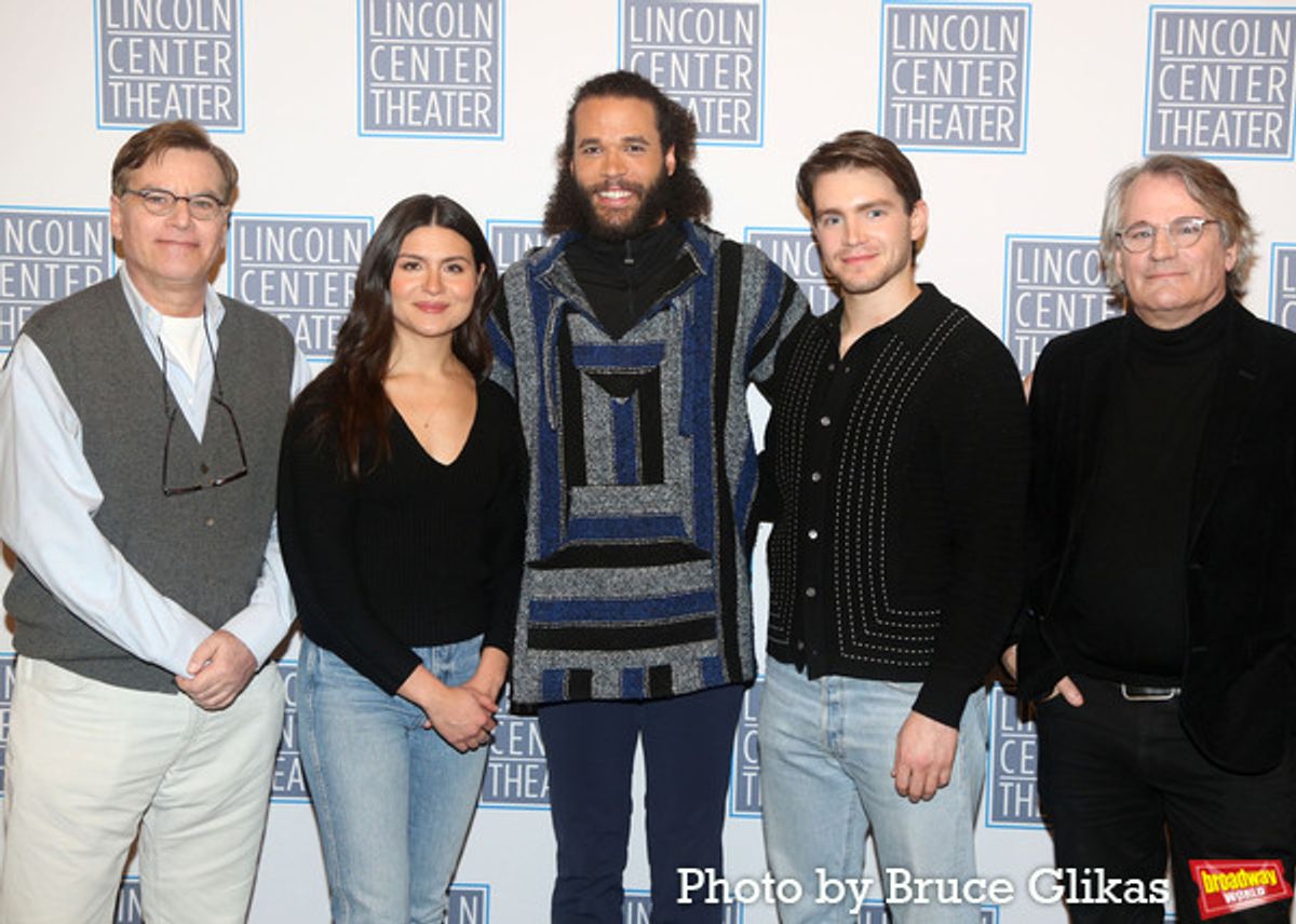 Book Writer Aaron Sorkin, Phillipa Soo, Jordan Donica, Andrew Burnap and Director Bartlett Sher  at 