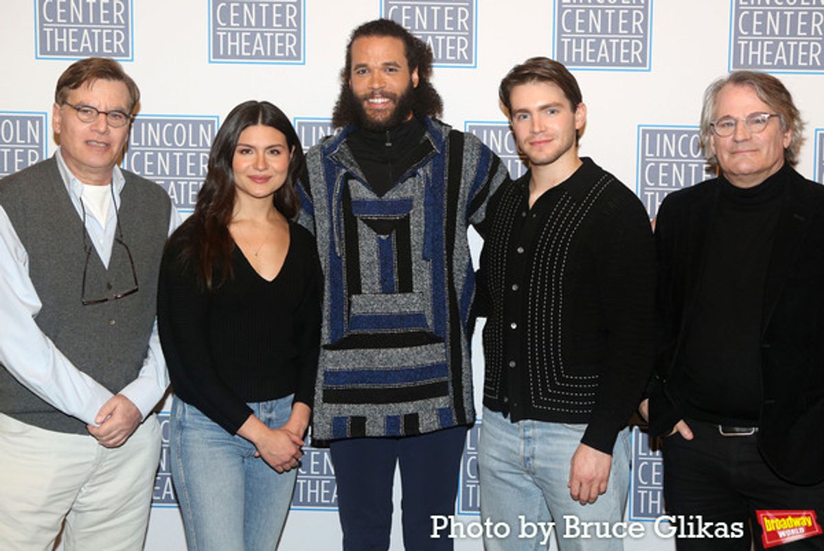 Book Writer Aaron Sorkin, Phillipa Soo, Jordan Donica, Andrew Burnap and Director Bartlett Sher  at 