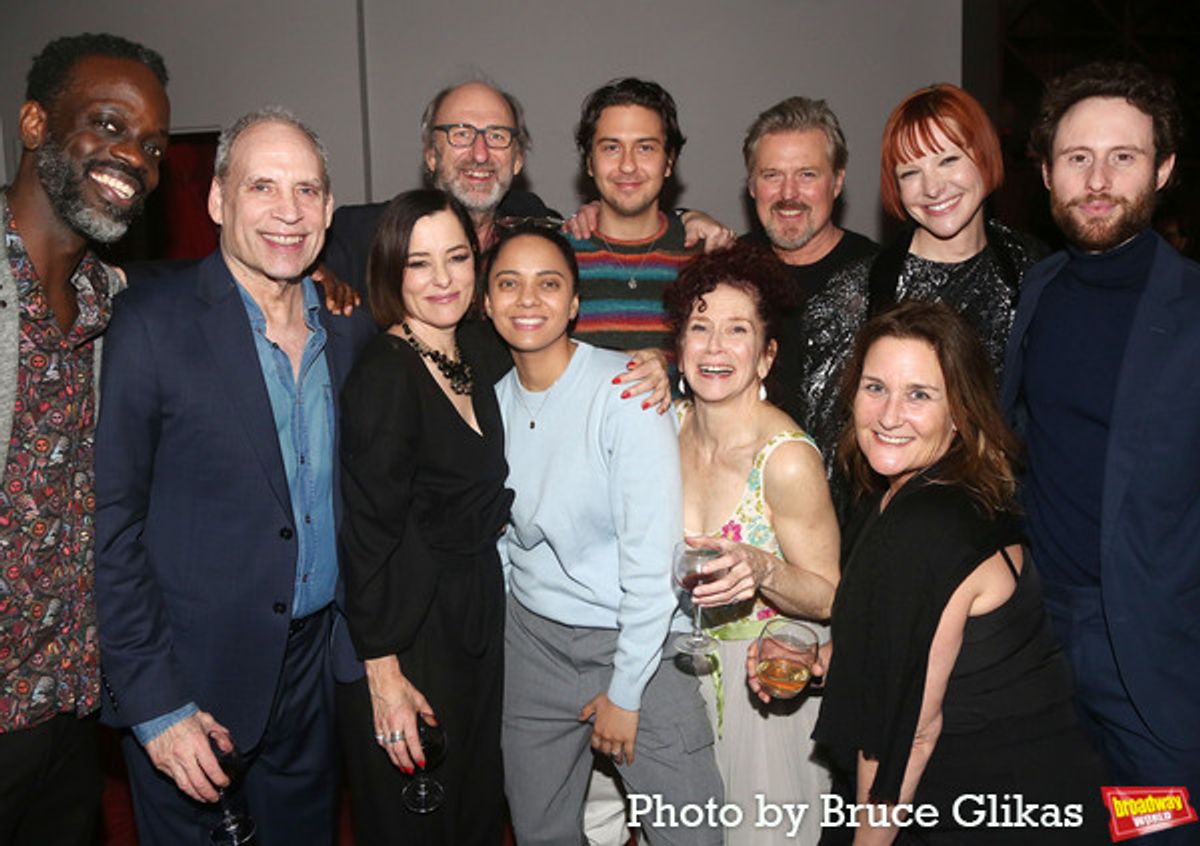 Ato Essandoh, Daniel Orestes, Parker Posey, David Cale, Aleyse Shannon, Nat Wolff, Amy Stiller, Bill Sage, Hari Nef, Production Stage Manager Valerie A. Peterson, and Patrick Foley at 