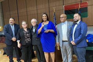 Alvin Bragg, Diana Ayala, Lew Zuchman, Letitia James, Eddie Gibbs, Jose M. Serrano Photo
