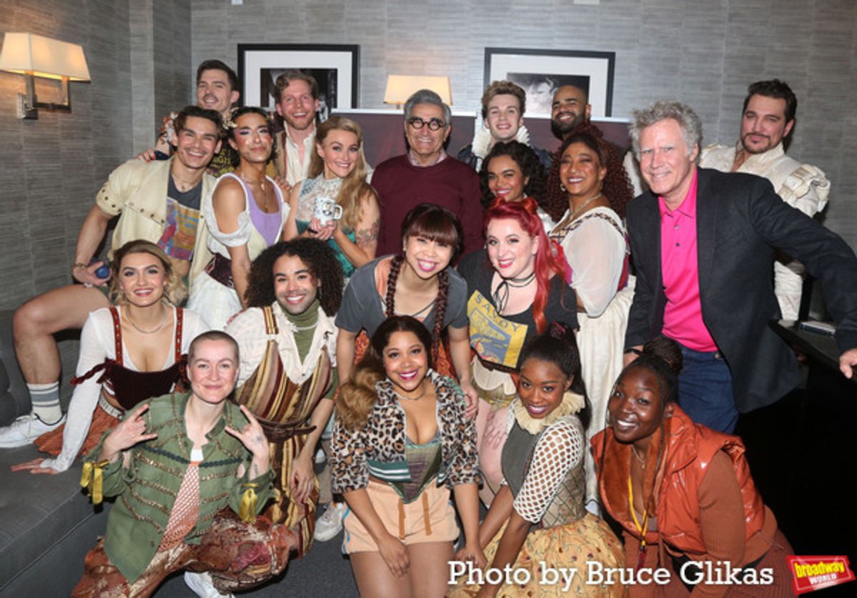 (Back Row L-R) Joe Moeller, Brandon Antonio, Matt Raffy, Stark Sands, Betsy Wolfe, Eugene Levy, Lorna Courtney, Ben Jackson Walker, Nick Edwards, Melanie La Barrie, Will Ferrell and Paulo Szot 

(Middle Row L-R) Tiernan Tunnicliffe, Michael Ivan Carrier, Jasmine Rafael and Megan Kane

(Bottom Row L-R) Bobby Pocket Horner, Brittany Nicholas, Rachel Webb and Veronica Otim at 