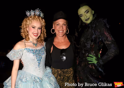 Pink, McKenzie Kurtz as "Glinda", Talia Suskauer as "Elphaba" Photo