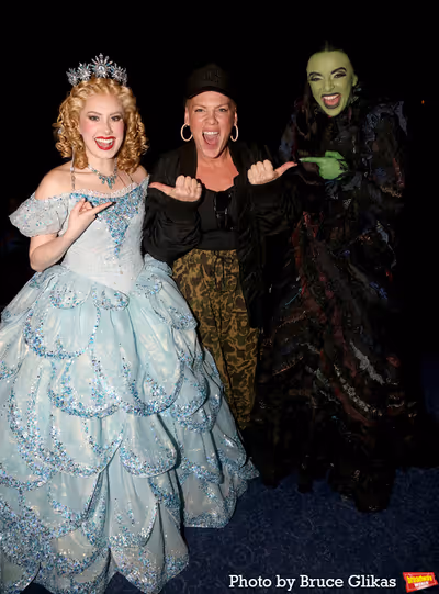 Pink, McKenzie Kurtz as "Glinda", Talia Suskauer as "Elphaba" Photo