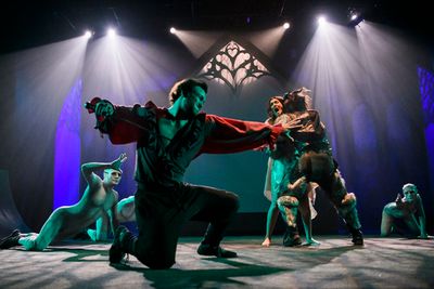 L-R Jacob Thompson, Irina Kavsadze & Zana Gankhuyang in Beauty and the Beast. Photo c Photo