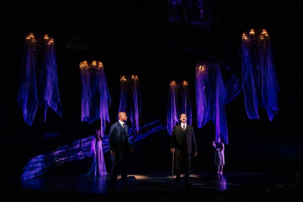 From L to R: Derrick Davis and Aaron Lazar in the revival production of “The Secret Photo